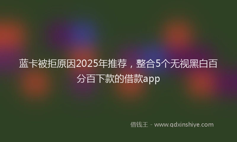 蓝卡被拒原因2025年推荐，整合5个无视黑白百分百下款的借款app