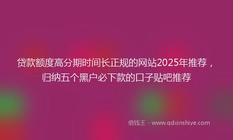 贷款额度高分期时间长正规的网站2025年推荐，归纳五个黑户必下款的口子贴吧推荐