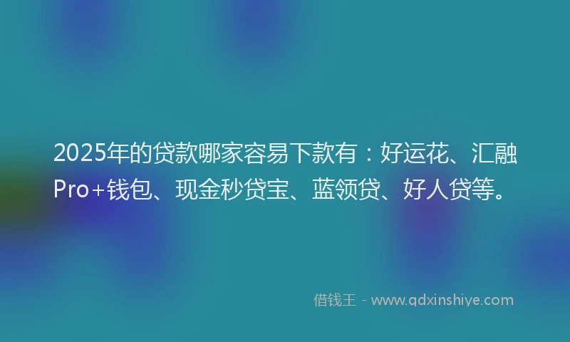 2025年的贷款哪家容易下款有：好运花、汇融Pro+钱包、现金秒贷宝、蓝领贷、好人贷等。