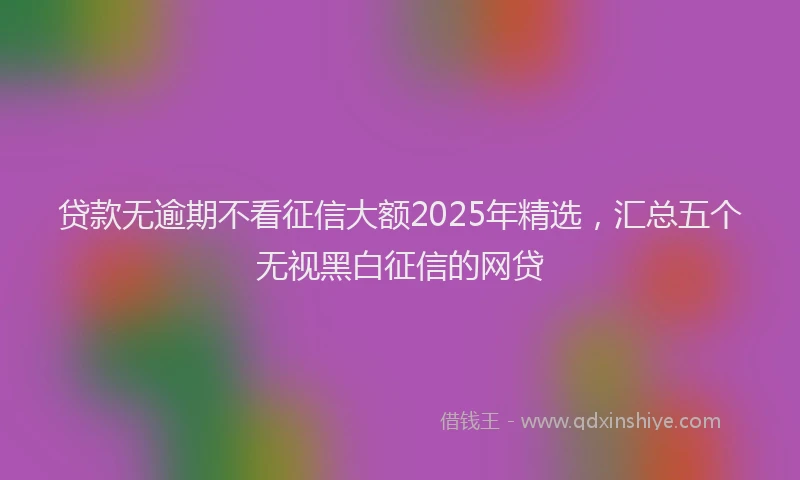 贷款无逾期不看征信大额2025年精选，汇总五个无视黑白征信的网贷