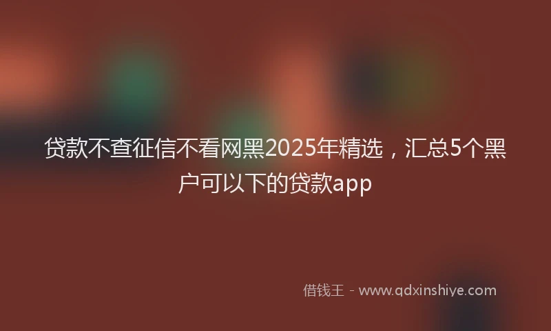 贷款不查征信不看网黑2025年精选，汇总5个黑户可以下的贷款app