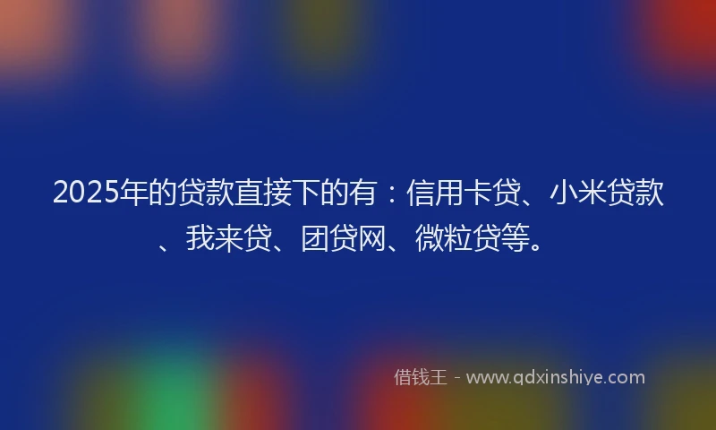 2025年的贷款直接下的有：信用卡贷、小米贷款、我来贷、团贷网、微粒贷等。