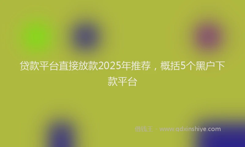 贷款平台直接放款2025年推荐，概括5个黑户下款平台