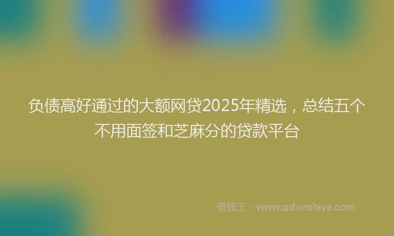 负债高好通过的大额网贷2025年精选，总结五个不用面签和芝麻分的贷款平台