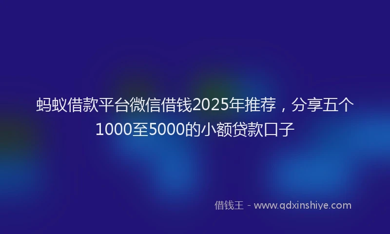 蚂蚁借款平台微信借钱2025年推荐，分享五个1000至5000的小额贷款口子