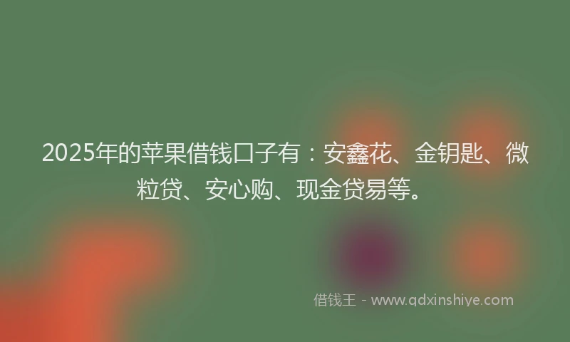 2025年的苹果借钱口子有：安鑫花、金钥匙、微粒贷、安心购、现金贷易等。