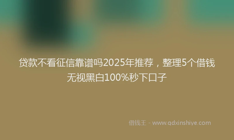 贷款不看征信靠谱吗2025年推荐，整理5个借钱无视黑白100%秒下口子