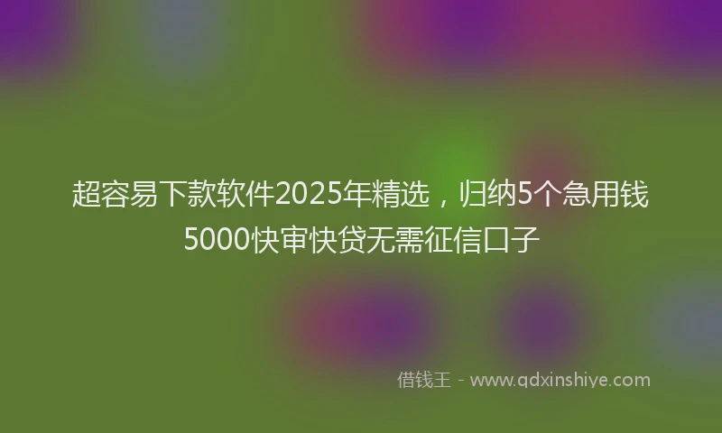 超容易下款软件2025年精选，归纳5个急用钱5000快审快贷无需征信口子