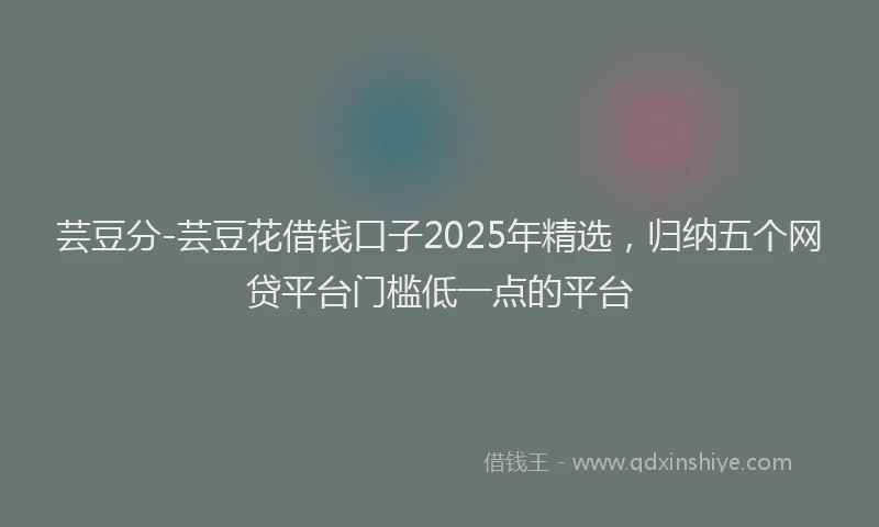 芸豆分-芸豆花借钱口子2025年精选，归纳五个网贷平台门槛低一点的平台