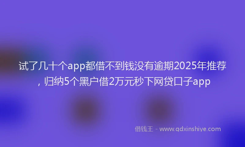 试了几十个app都借不到钱没有逾期2025年推荐，归纳5个黑户借2万元秒下网贷口子app