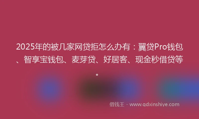 2025年的被几家网贷拒怎么办有：翼贷Pro钱包、智享宝钱包、麦芽贷、好居客、现金秒借贷等。