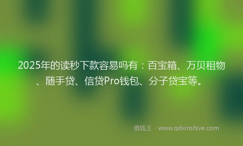 2025年的读秒下款容易吗有：百宝箱、万贝租物、随手贷、信贷Pro钱包、分子贷宝等。