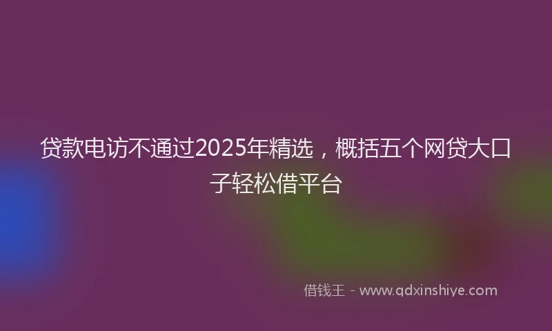 贷款电访不通过2025年精选，概括五个网贷大口子轻松借平台