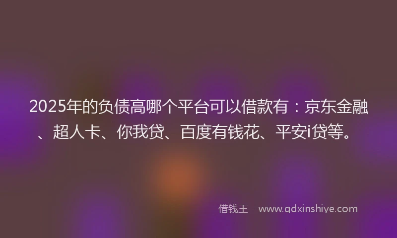 2025年的负债高哪个平台可以借款有：京东金融、超人卡、你我贷、百度有钱花、平安i贷等。