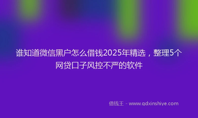 谁知道微信黑户怎么借钱2025年精选，整理5个网贷口子风控不严的软件