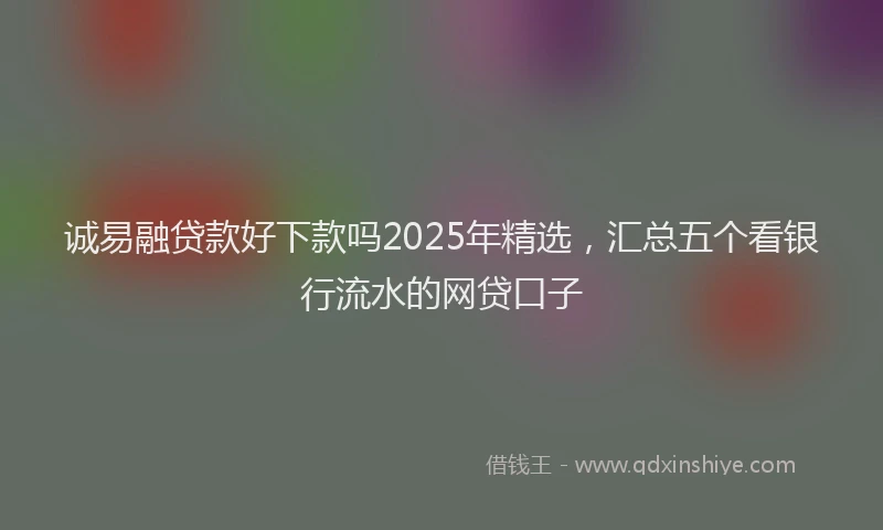 诚易融贷款好下款吗2025年精选，汇总五个看银行流水的网贷口子