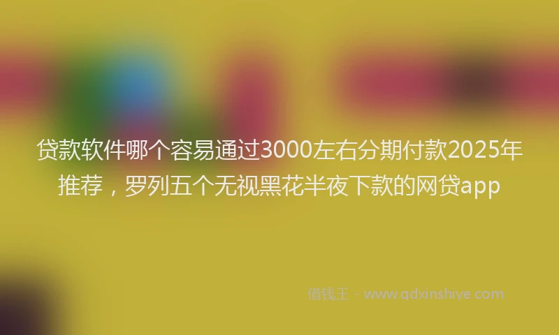 贷款软件哪个容易通过3000左右分期付款2025年推荐，罗列五个无视黑花半夜下款的网贷app