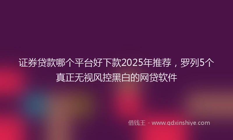 证券贷款哪个平台好下款2025年推荐，罗列5个真正无视风控黑白的网贷软件