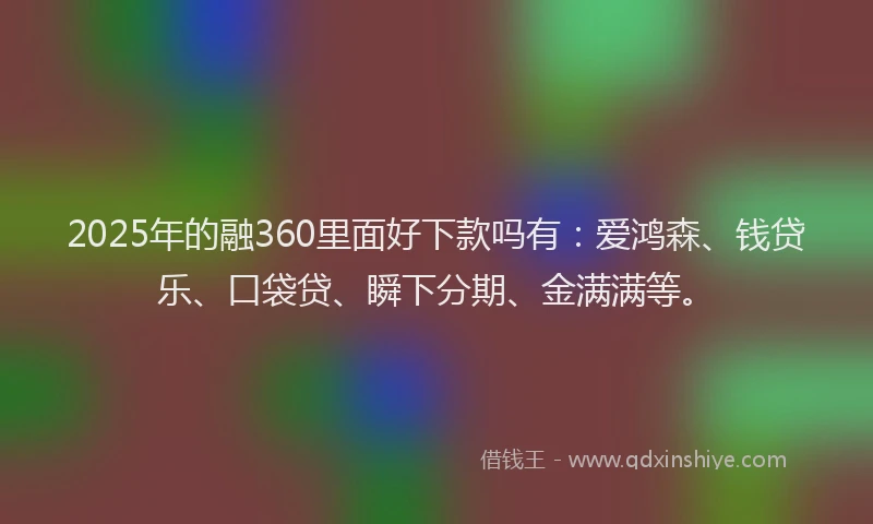 2025年的融360里面好下款吗有：爱鸿森、钱贷乐、口袋贷、瞬下分期、金满满等。