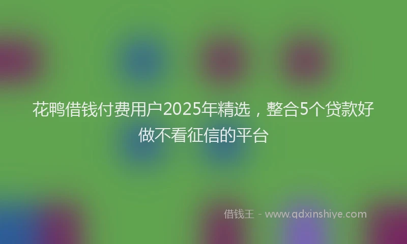 花鸭借钱付费用户2025年精选，整合5个贷款好做不看征信的平台