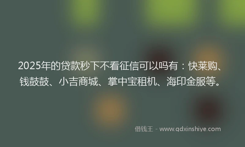 2025年的贷款秒下不看征信可以吗有：快莱购、钱鼓鼓、小吉商城、掌中宝租机、海印金服等。