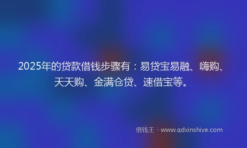 2025年的贷款借钱步骤有：易贷宝易融、嗨购、天天购、金满仓贷、速借宝等。