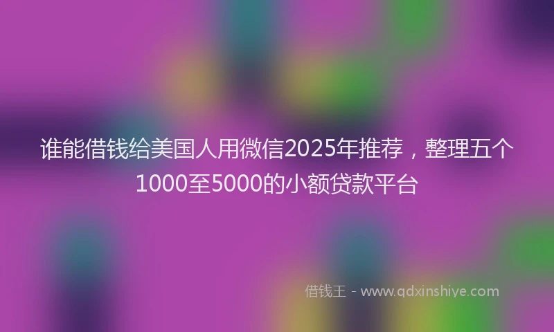 谁能借钱给美国人用微信2025年推荐，整理五个1000至5000的小额贷款平台