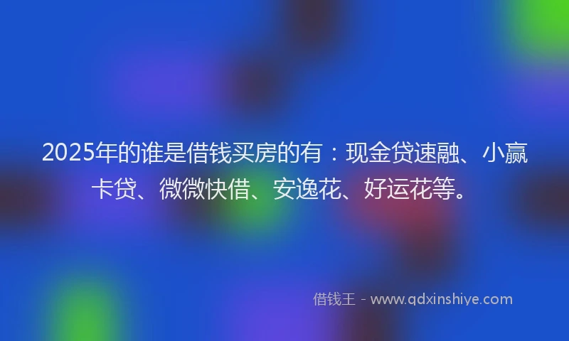 2025年的谁是借钱买房的有：现金贷速融、小赢卡贷、微微快借、安逸花、好运花等。