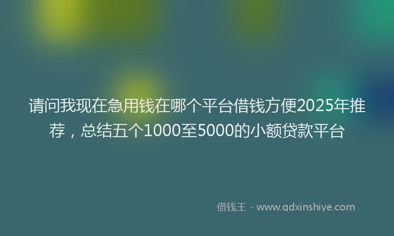 请问我现在急用钱在哪个平台借钱方便2025年推荐，总结五个1000至5000的小额贷款平台