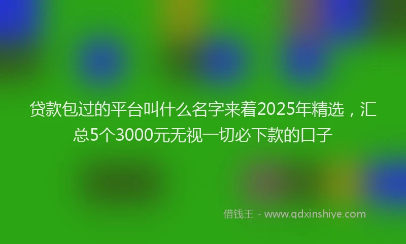 贷款包过的平台叫什么名字来着2025年精选，汇总5个3000元无视一切必下款的口子