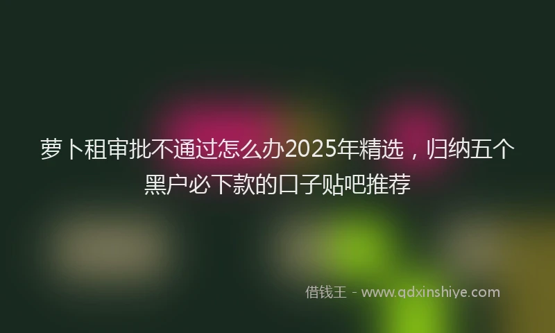 萝卜租审批不通过怎么办2025年精选，归纳五个黑户必下款的口子贴吧推荐