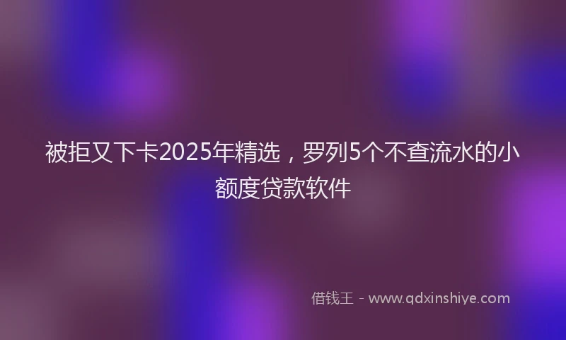 被拒又下卡2025年精选，罗列5个不查流水的小额度贷款软件