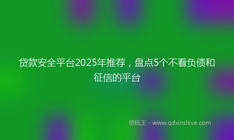 贷款安全平台2025年推荐，盘点5个不看负债和征信的平台