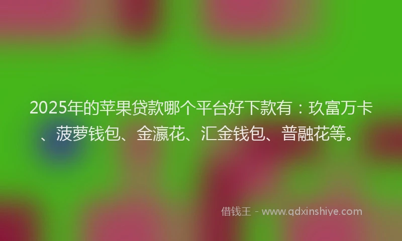 2025年的苹果贷款哪个平台好下款有：玖富万卡、菠萝钱包、金瀛花、汇金钱包、普融花等。