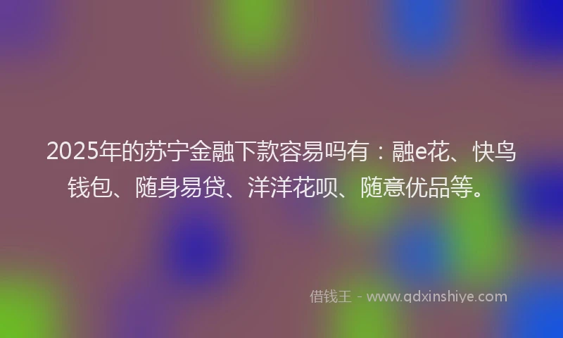 2025年的苏宁金融下款容易吗有：融e花、快鸟钱包、随身易贷、洋洋花呗、随意优品等。
