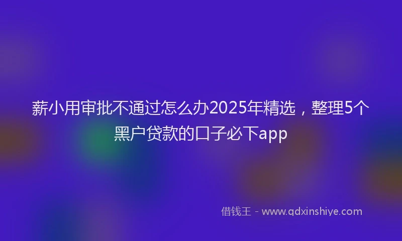 薪小用审批不通过怎么办2025年精选，整理5个黑户贷款的口子必下app