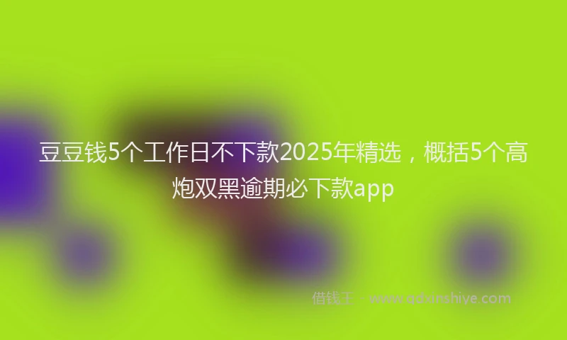 豆豆钱5个工作日不下款2025年精选，概括5个高炮双黑逾期必下款app