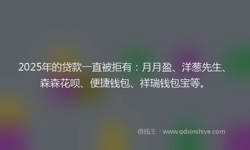 2025年的贷款一直被拒有：月月盈、洋葱先生、森森花呗、便捷钱包、祥瑞钱包宝等。