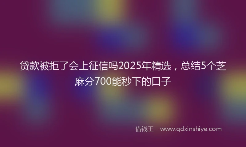 贷款被拒了会上征信吗2025年精选，总结5个芝麻分700能秒下的口子