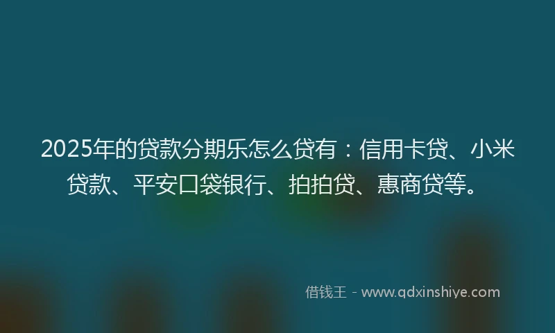2025年的贷款分期乐怎么贷有：信用卡贷、小米贷款、平安口袋银行、拍拍贷、惠商贷等。
