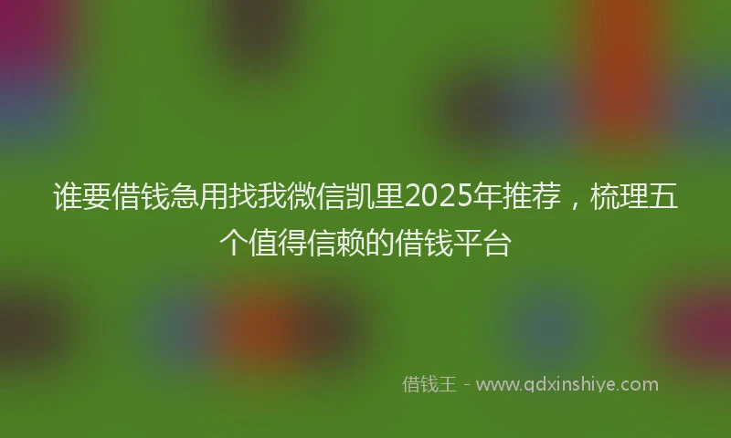 谁要借钱急用找我微信凯里2025年推荐，梳理五个值得信赖的借钱平台