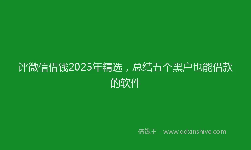 评微信借钱2025年精选，总结五个黑户也能借款的软件