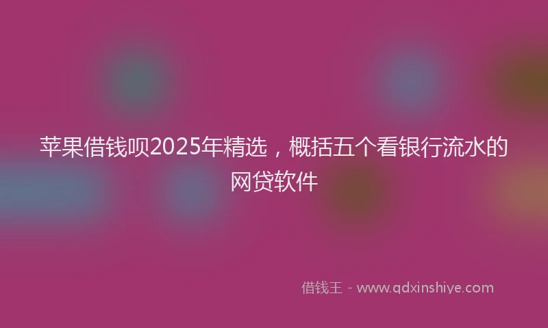 苹果借钱呗2025年精选，概括五个看银行流水的网贷软件