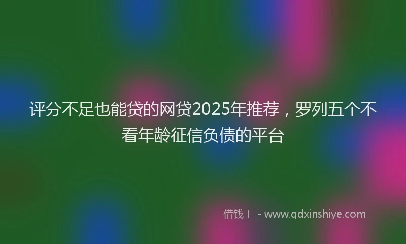 评分不足也能贷的网贷2025年推荐，罗列五个不看年龄征信负债的平台