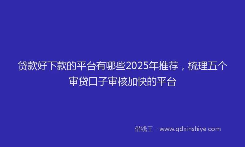 贷款好下款的平台有哪些2025年推荐，梳理五个审贷口子审核加快的平台