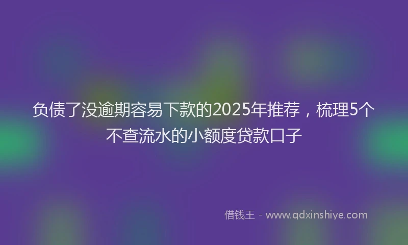 负债了没逾期容易下款的2025年推荐，梳理5个不查流水的小额度贷款口子