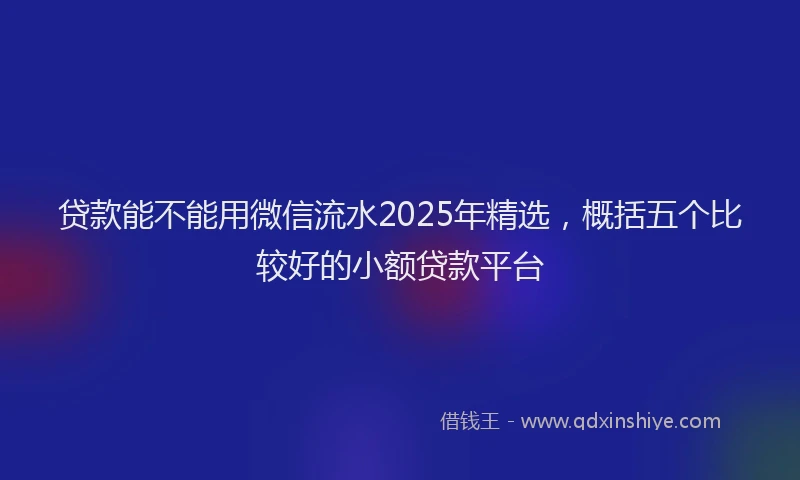 贷款能不能用微信流水2025年精选，概括五个比较好的小额贷款平台