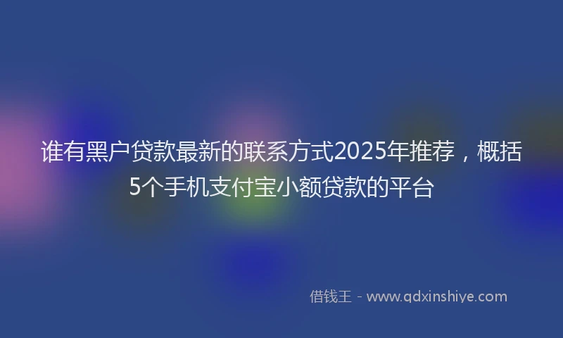 谁有黑户贷款最新的联系方式2025年推荐，概括5个手机支付宝小额贷款的平台