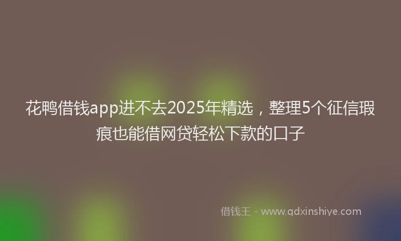 花鸭借钱app进不去2025年精选，整理5个征信瑕疵也能借网贷轻松下款的口子