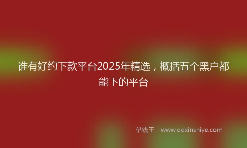 谁有好约下款平台2025年精选，概括五个黑户都能下的平台